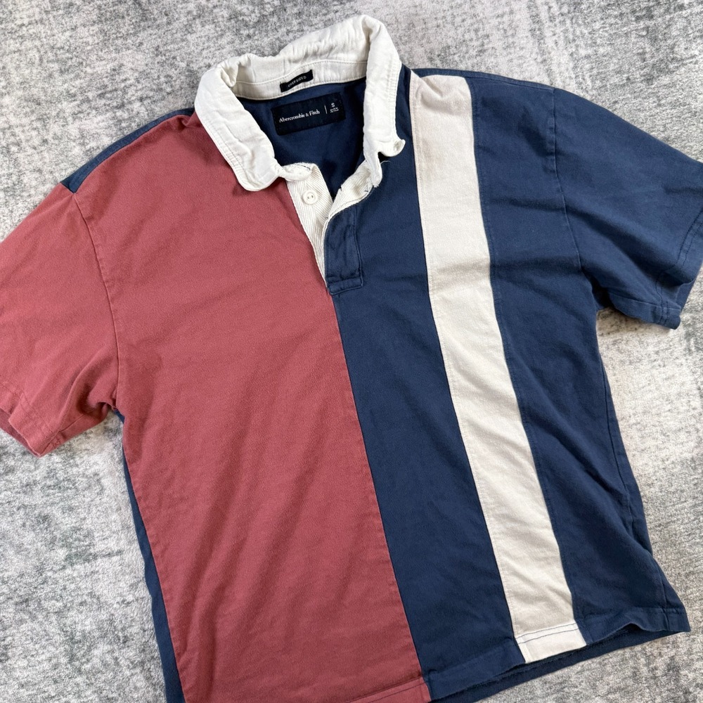 Abercrombie & Fitch Rugby Polo Shirt Men Small Oversized Coloblock Stripe Preppy